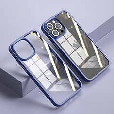 Apple iPhone 14 Pro Max用ハイブリットバンパーケース クリア透明 プラスチック 鏡面 カバー M04 アップル ミッドナイトネイビー