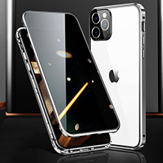 Apple iPhone 14 Pro Max用ケース 高級感 手触り良い アルミメタル 製の金属製 360度 フルカバーバンパー 鏡面 カバー M03 アップル シルバー