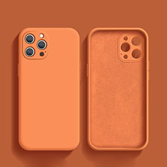 Apple iPhone 14 Pro Max用360度 フルカバー極薄ソフトケース シリコンケース 耐衝撃 全面保護 バンパー S02 アップル オレンジ