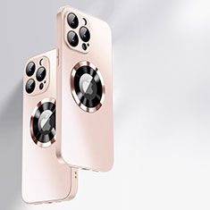 Apple iPhone 14 Pro Max用ハイブリットバンパーケース プラスチック 鏡面 カバー Mag-Safe 磁気 Magnetic アップル ローズゴールド