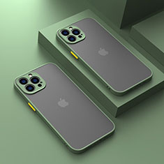 Apple iPhone 14 Pro Max用ハイブリットバンパーケース クリア透明 プラスチック カバー LS1 アップル グリーン