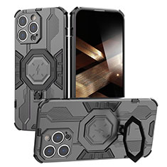 Apple iPhone 14 Pro Max用ハイブリットバンパーケース スタンド プラスチック 兼シリコーン カバー K01C アップル ブラック