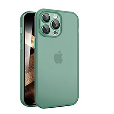 Apple iPhone 14 Pro Max用極薄ケース クリア透明 プラスチック 質感もマットQC アップル グリーン