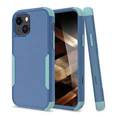 Apple iPhone 15用ハイブリットバンパーケース プラスチック 兼シリコーン カバー 前面と背面 360度 フル アップル ブルー