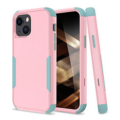 Apple iPhone 15用ハイブリットバンパーケース プラスチック 兼シリコーン カバー 前面と背面 360度 フル アップル ピンク