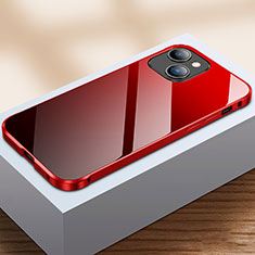Apple iPhone 15用ケース 高級感 手触り良い アルミメタル 製の金属製 360度 フルカバーバンパー 鏡面 カバー M07 アップル レッド・ブラック