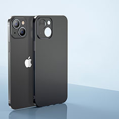 Apple iPhone 15用極薄ケース クリア透明 プラスチック 質感もマットU01 アップル ブラック