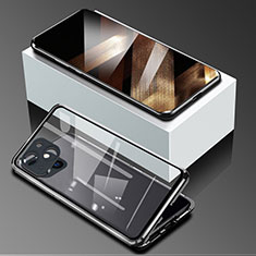 Apple iPhone 15用ケース 高級感 手触り良い アルミメタル 製の金属製 360度 フルカバーバンパー 鏡面 カバー M09 アップル ブラック