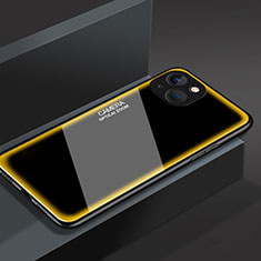 Apple iPhone 15用ハイブリットバンパーケース プラスチック 鏡面 カバー M01 アップル イエロー