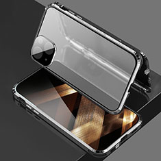 Apple iPhone 15用ケース 高級感 手触り良い アルミメタル 製の金属製 360度 フルカバーバンパー 鏡面 カバー アップル ブラック