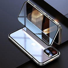 Apple iPhone 15用ケース 高級感 手触り良い アルミメタル 製の金属製 360度 フルカバーバンパー 鏡面 カバー M08 アップル シルバー