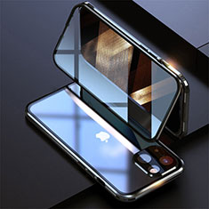 Apple iPhone 15用ケース 高級感 手触り良い アルミメタル 製の金属製 360度 フルカバーバンパー 鏡面 カバー M08 アップル ブラック