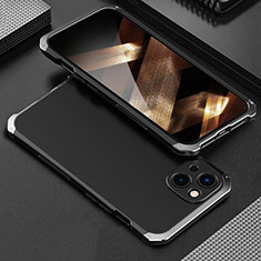 Apple iPhone 15用360度 フルカバー ケース 高級感 手触り良い アルミメタル 製の金属製 アップル シルバー・ブラック