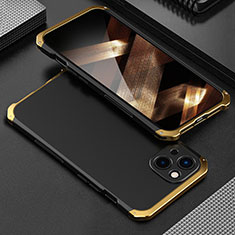 Apple iPhone 15用360度 フルカバー ケース 高級感 手触り良い アルミメタル 製の金属製 アップル ゴールド・ブラック