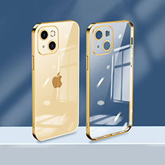 Apple iPhone 15用極薄ソフトケース シリコンケース 耐衝撃 全面保護 クリア透明 H08 アップル ゴールド