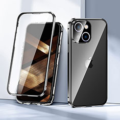Apple iPhone 15用ケース 高級感 手触り良い アルミメタル 製の金属製 360度 フルカバーバンパー 鏡面 カバー LK1 アップル ブラック