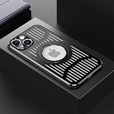 Apple iPhone 15用ケース 高級感 手触り良い アルミメタル 製の金属製 兼シリコン カバー Mag-Safe 磁気 Magnetic TX1 アップル ブラック