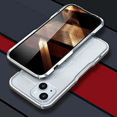 Apple iPhone 15用ケース 高級感 手触り良い アルミメタル 製の金属製 バンパー カバー LF1 アップル シルバー