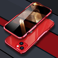 Apple iPhone 15用ケース 高級感 手触り良い アルミメタル 製の金属製 バンパー カバー LF1 アップル レッド