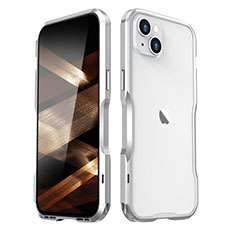 Apple iPhone 15用ケース 高級感 手触り良い アルミメタル 製の金属製 バンパー カバー LF2 アップル シルバー