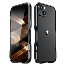 Apple iPhone 15用ケース 高級感 手触り良い アルミメタル 製の金属製 バンパー カバー LF2 アップル ブラック
