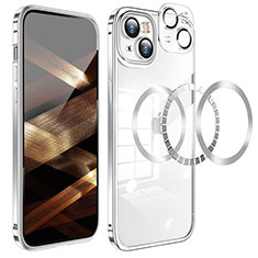 Apple iPhone 15用ケース 高級感 手触り良い メタル兼プラスチック バンパー LF5 アップル シルバー