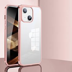 Apple iPhone 15用ハイブリットバンパーケース クリア透明 プラスチック カバー LD1 アップル ローズゴールド