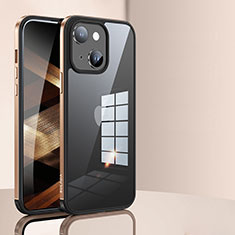 Apple iPhone 15用ハイブリットバンパーケース クリア透明 プラスチック カバー LD1 アップル ゴールド