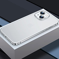 Apple iPhone 15用ケース 高級感 手触り良い メタル兼プラスチック バンパー QC3 アップル シルバー