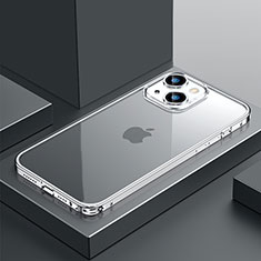 Apple iPhone 15用ケース 高級感 手触り良い メタル兼プラスチック バンパー QC4 アップル シルバー