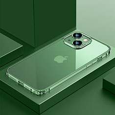 Apple iPhone 15用ケース 高級感 手触り良い メタル兼プラスチック バンパー QC4 アップル グリーン