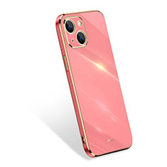 Apple iPhone 15用360度 フルカバー極薄ソフトケース シリコンケース 耐衝撃 全面保護 バンパー S03 アップル ピンク