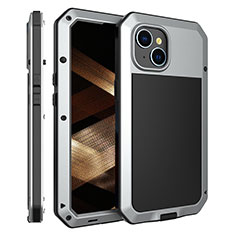 Apple iPhone 15用360度 フルカバー ケース 高級感 手触り良い アルミメタル 製の金属製 HJ2 アップル シルバー
