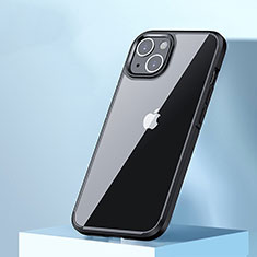 Apple iPhone 15用ハイブリットバンパーケース クリア透明 プラスチック カバー QC3 アップル ブラック
