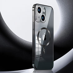 Apple iPhone 15用ケース 高級感 手触り良い メタル兼プラスチック バンパー Mag-Safe 磁気 Magnetic LK3 アップル ブラック