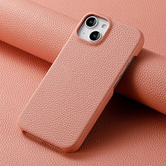 Apple iPhone 15用ケース 高級感 手触り良いレザー柄 S04D アップル ピンク