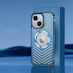 Apple iPhone 15用ケース 高級感 手触り良い アルミメタル 製の金属製 兼シリコン カバー Mag-Safe 磁気 Magnetic AC1 アップル ネイビー