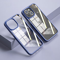 Apple iPhone 15 Plus用ハイブリットバンパーケース クリア透明 プラスチック 鏡面 カバー M04 アップル ミッドナイトネイビー