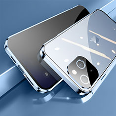 Apple iPhone 15 Plus用ケース 高級感 手触り良い アルミメタル 製の金属製 360度 フルカバーバンパー 鏡面 カバー M06 アップル ネイビー