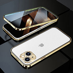 Apple iPhone 15 Plus用ケース 高級感 手触り良い アルミメタル 製の金属製 360度 フルカバーバンパー 鏡面 カバー M10 アップル ゴールド