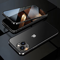 Apple iPhone 15 Plus用ケース 高級感 手触り良い アルミメタル 製の金属製 360度 フルカバーバンパー 鏡面 カバー M10 アップル ブラック