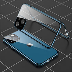 Apple iPhone 15 Plus用ケース 高級感 手触り良い アルミメタル 製の金属製 360度 フルカバーバンパー 鏡面 カバー M04 アップル ネイビー