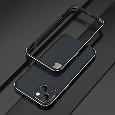 Apple iPhone 15 Plus用ケース 高級感 手触り良い アルミメタル 製の金属製 バンパー カバー A01 アップル シルバー・ブラック
