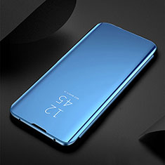 Apple iPhone 15 Plus用手帳型 レザーケース スタンド 鏡面 カバー L01 アップル ブルー