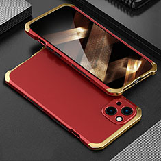 Apple iPhone 15 Plus用360度 フルカバー ケース 高級感 手触り良い アルミメタル 製の金属製 アップル ゴールド・レッド