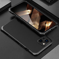 Apple iPhone 15 Plus用360度 フルカバー ケース 高級感 手触り良い アルミメタル 製の金属製 アップル ブラック