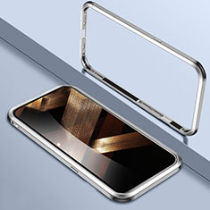 Apple iPhone 15 Plus用ケース 高級感 手触り良い アルミメタル 製の金属製 バンパー カバー LK2 アップル シルバー
