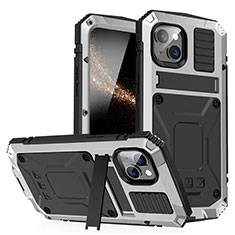 Apple iPhone 15 Plus用360度 フルカバー ケース 高級感 手触り良い アルミメタル 製の金属製 RJ1 アップル シルバー