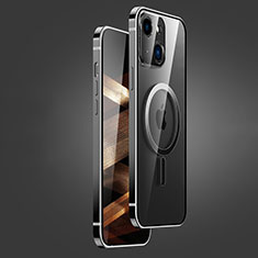 Apple iPhone 15 Plus用ケース 高級感 手触り良い メタル兼プラスチック バンパー Mag-Safe 磁気 Magnetic JB1 アップル ブラック