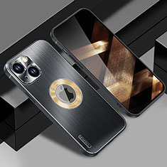 Apple iPhone 15 Plus用ケース 高級感 手触り良い アルミメタル 製の金属製 兼シリコン カバー Mag-Safe 磁気 Magnetic JL1 アップル ブラック